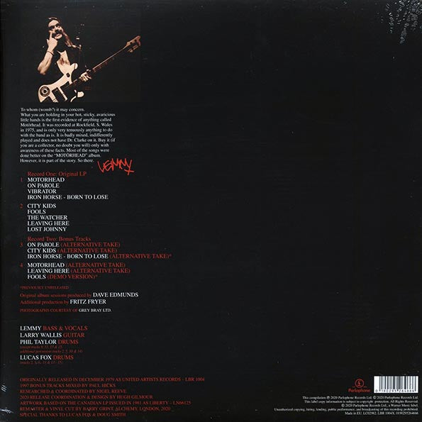 Motorhead - On Parole 2LP (Compilation, 180g, Remastered, Gatefold, Expanded) ( VINYL )