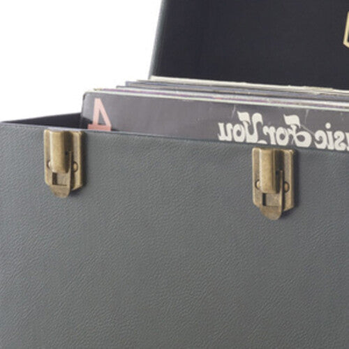 GPO Retro SWB18GB 12 " Vinyl Record Case 35 Count Capacity Removable Lid - Rustic Green with Black Interior ( VINYL )