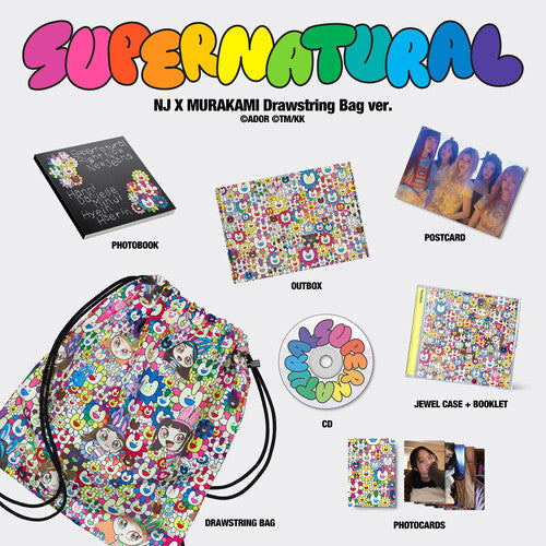 Newjeans - NewJeans 'Supernatural' NJ X MURAKAMI (Drawstring Bag ver.) CD (Photo Book, Photo / Photo Card, Postcard, Booklet) ( VINYL )