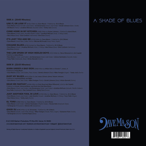 Dave Mason - A Shade of Blues - Blue LP (Colored Vinyl, Blue, Gatefold Lp Jacket) ( VINYL )