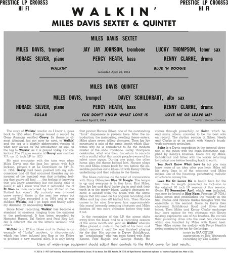 Miles Davis All Stars - Walkin' (original Jazz Classics Series) LP (180 Gram Vinyl) ( VINYL )