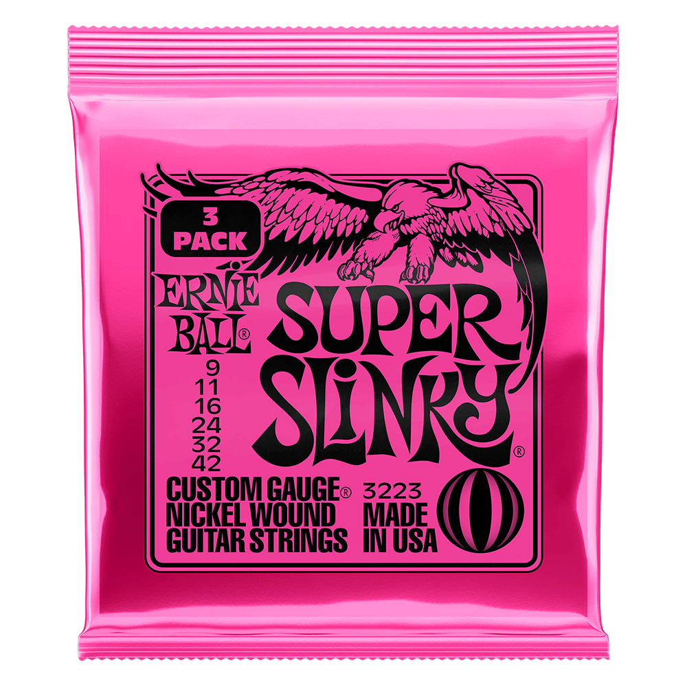 Ernie Ball - Super Slinky Nickel Wound Electric Guitar Strings 9-42 Gauge - 3 Pack ( VINYL )