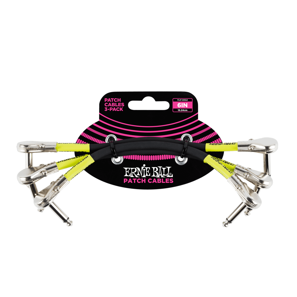 Ernie Ball - Classic Patch Cable Flat Angle/Flat Angle 6in - Black - 3 Pack ( VINYL )