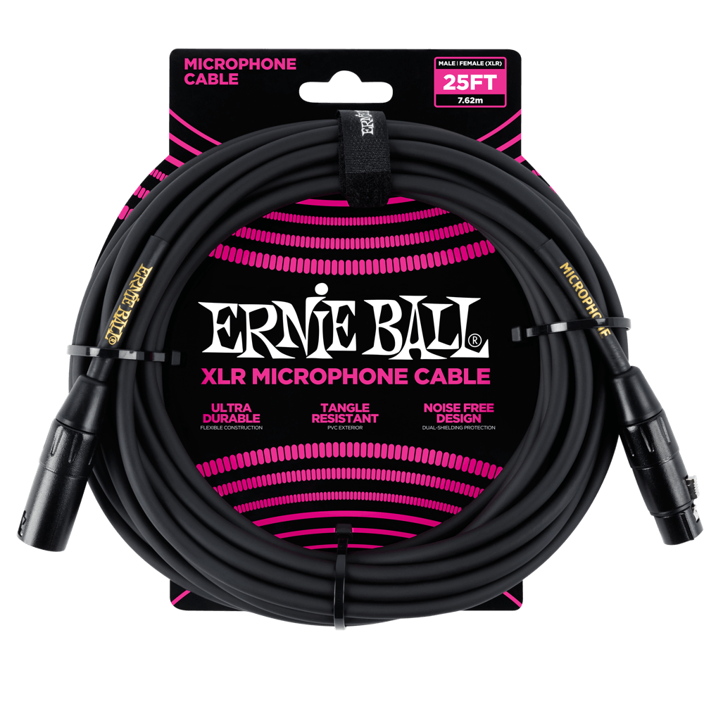 Ernie Ball - Classic XLR Microphone Cable Male/Female 25ft - Black ( VINYL )