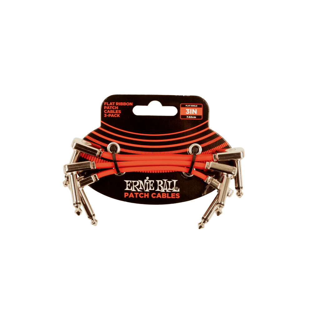 Ernie Ball - Flat Ribbon Patch Cable 3in - Red - 3 Pack ( VINYL )