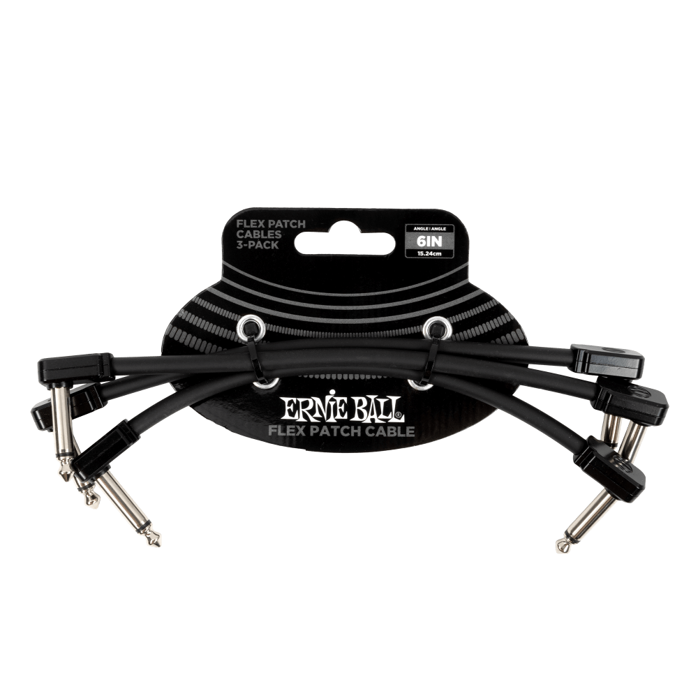 Ernie Ball - Flex Patch Cable 6in - Black - 3 Pack ( VINYL )
