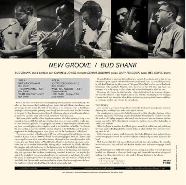 Bud Shank - New Groove LP (Limited Edition, Audiophile, Jazz Workshop) ( VINYL )