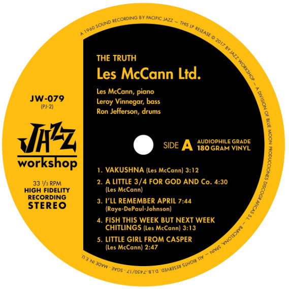 Les McCann Ltd. - Less McCann Ltd. Plays The Truth LP (180g, Audiophile, Remastered, Jazz Workshop) ( VINYL )