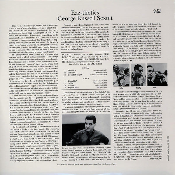 George Russell Sextet - Ezz-thetics LP (180g, Audiophile, Remastered, Limited Edition, Stereo, Jazz Workshop) ( VINYL )