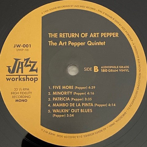 Art Pepper - The Return Of LP (Mono, Remastered, Limited Edition, 180g, Jazz Workshop) ( VINYL )