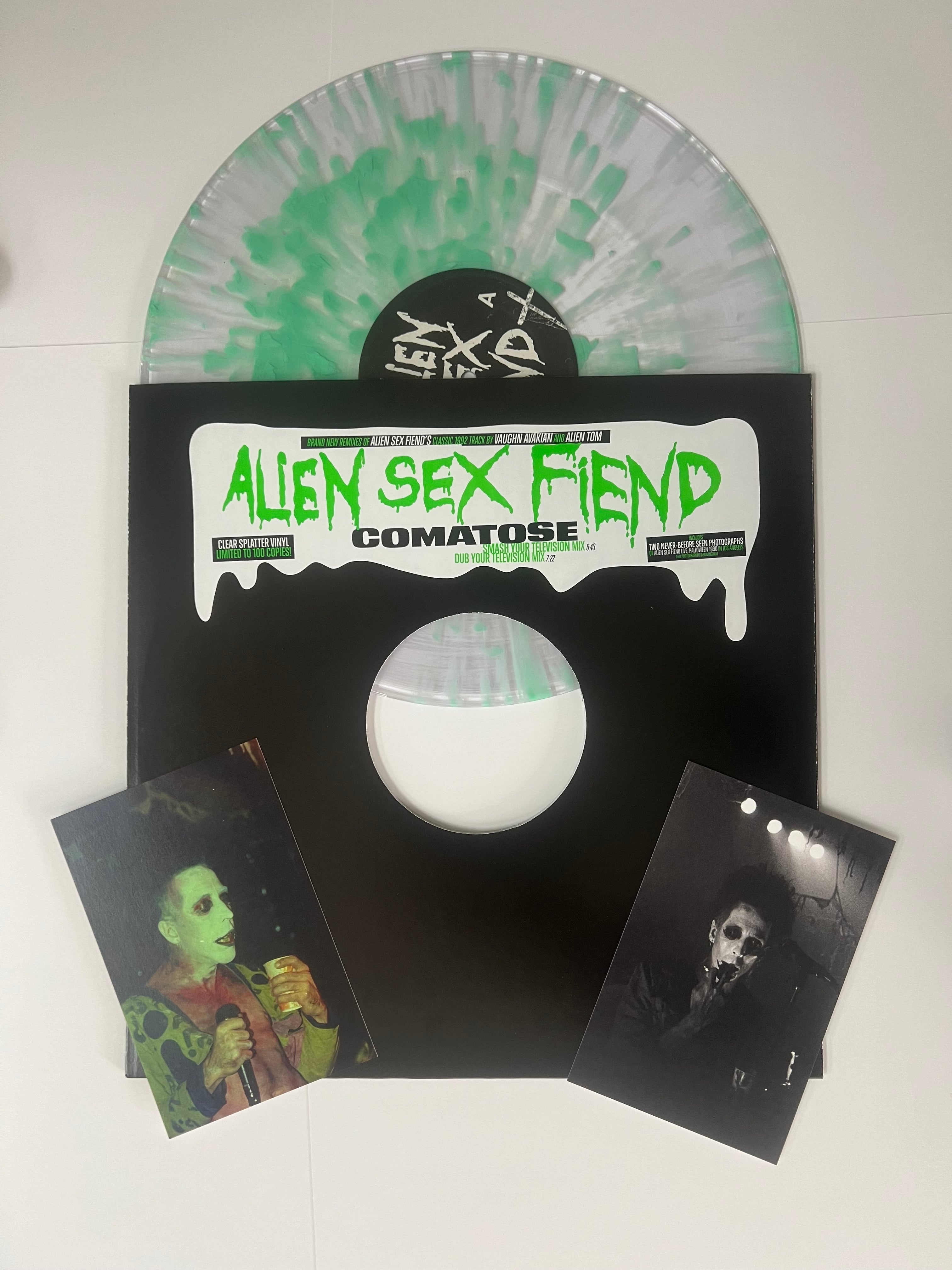 Alien Sex Fiend - Comatose - Vaughn Avakian & Alien Tom Remixes 12" (Green Splatter Vinyl, Ltd to 100, Plus 2 Exclusive Photo Inserts) ( VINYL )