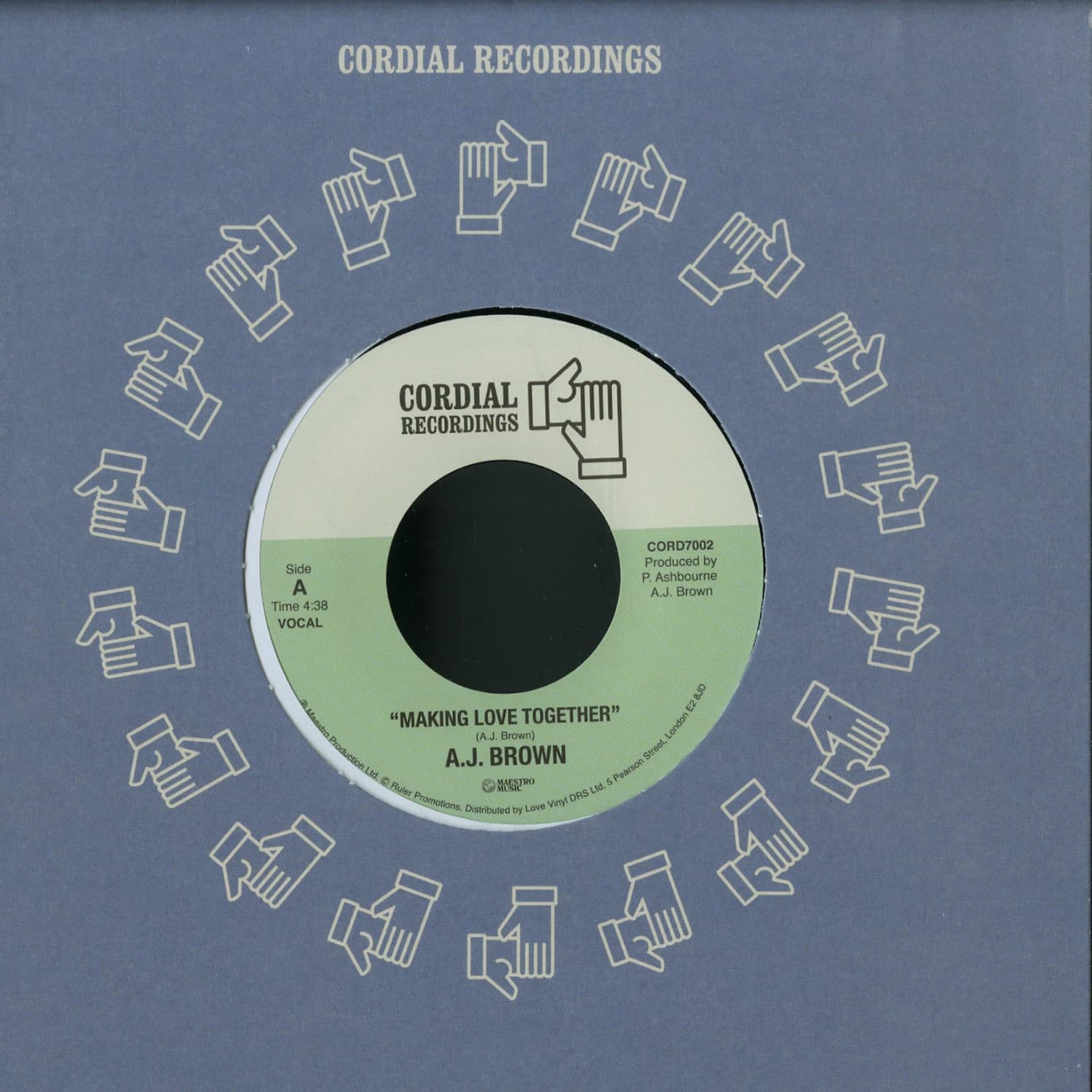 A.J. Brown - Making Love Together 7" (UK Pressing, Cordial Recordings) ( VINYL )