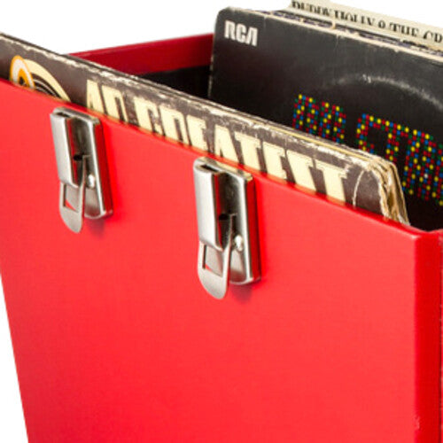 GPO Retro SWB18RED 12" Vinyl Record Case 35 Count Capacity with Removable Lid - Red ( VINYL )